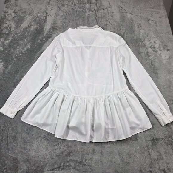 Tuckernuck Shirt Womens Small White Button Front Peplum Hi Lo Hem Tunic Preppy - Picture 5 of 7